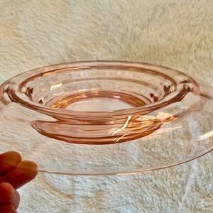 Pink Depression Glass Serving Bowl with Rolled Edges